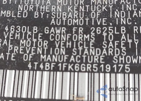 2016 Toyota Camry Le from USA, damaged, VIN 4T4BF1FK6GR519175